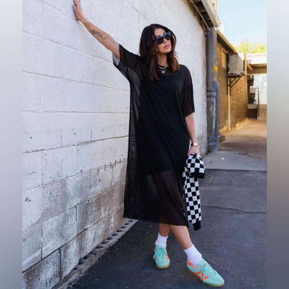 Dressed in Lala - Oversized Mesh Dress + Slip in Black - Size M - New with Tags